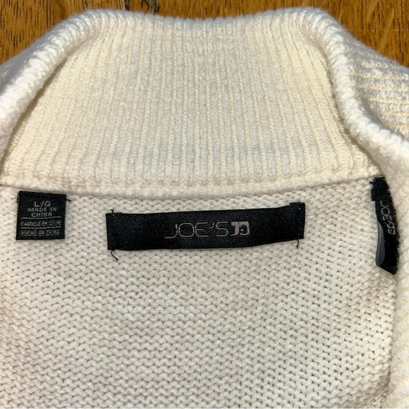 Joe’s Jeans Men’s Ribbed Mock Neck Sweater Size Large Cream Knit Zip-Up Pullover - Picture 3 of 7